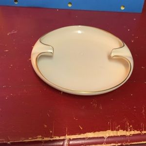 Lennox ashtray vintage USA bone china Gold trim  & ivory two cigarette rest